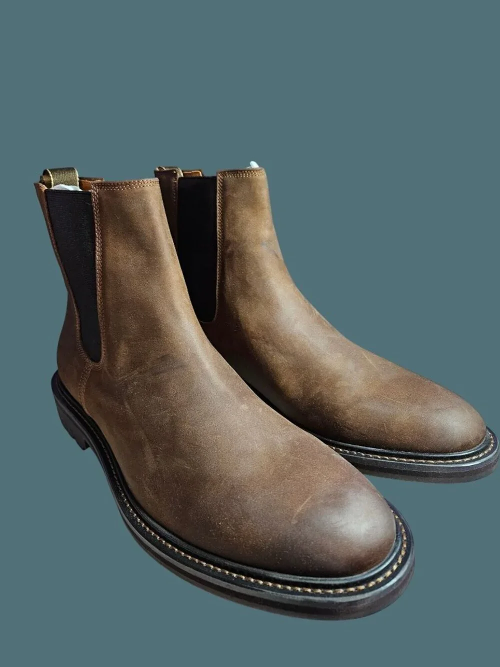 Quince Cow Leather Chelsea Rugged Lug Sole Pull Tab Boots Men Size 13